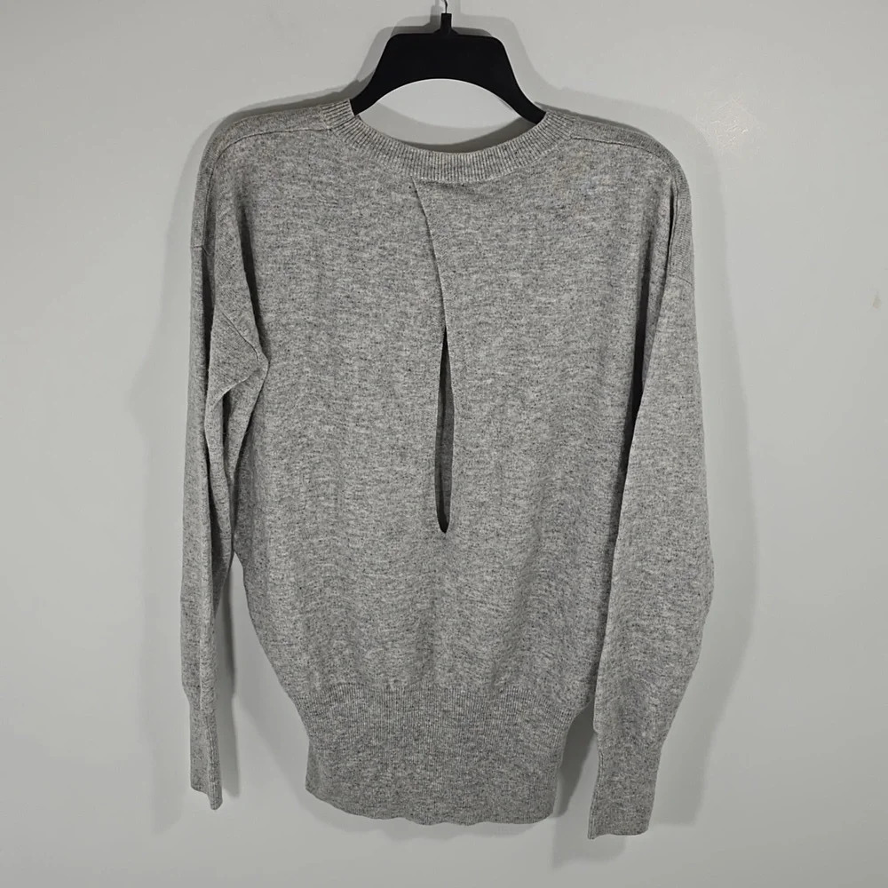 {Fate} Wool Cashmere Pullover Crewneck Split Back Sweater Heather Gray